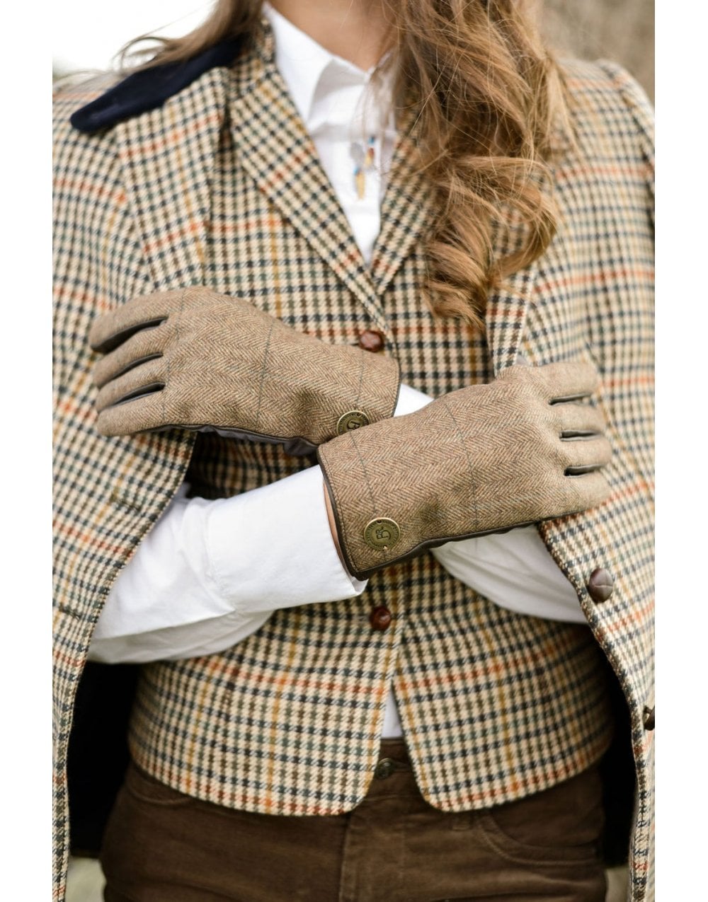 Young Ideas/Henmores - Tweedy Gloves - Tweed/Leather - OS