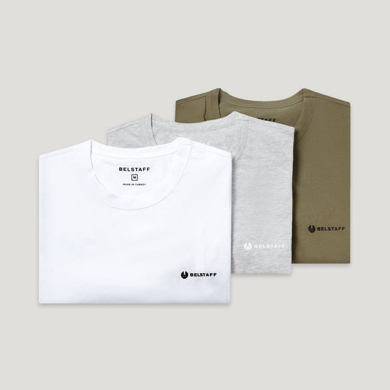 Young Ideas/Henmores - 3 Pack T-Shirt - White / Fatigue Green / Old Silver Heather - S