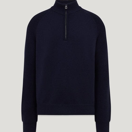 Young Ideas/Henmores - Aspect Ribbed Sleeve Quarter Zip Jumper - Dark Ink - M
