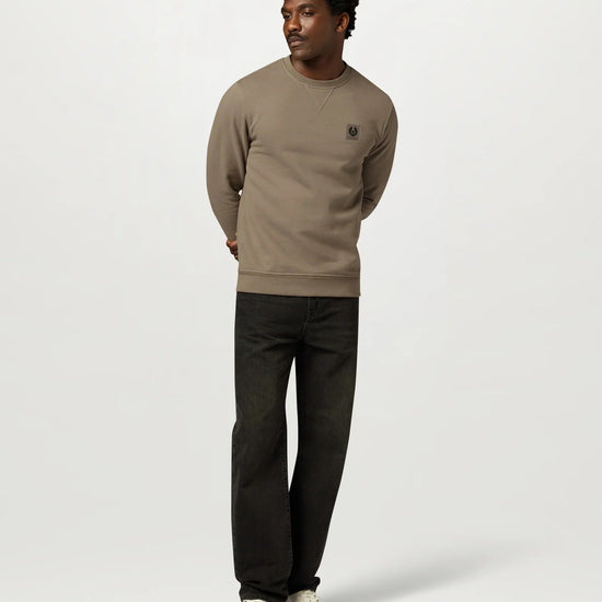 Young Ideas & Henmores -Belstaff Stamp Logo Crew Neck Sweatshirt -Atlantic Grey -M