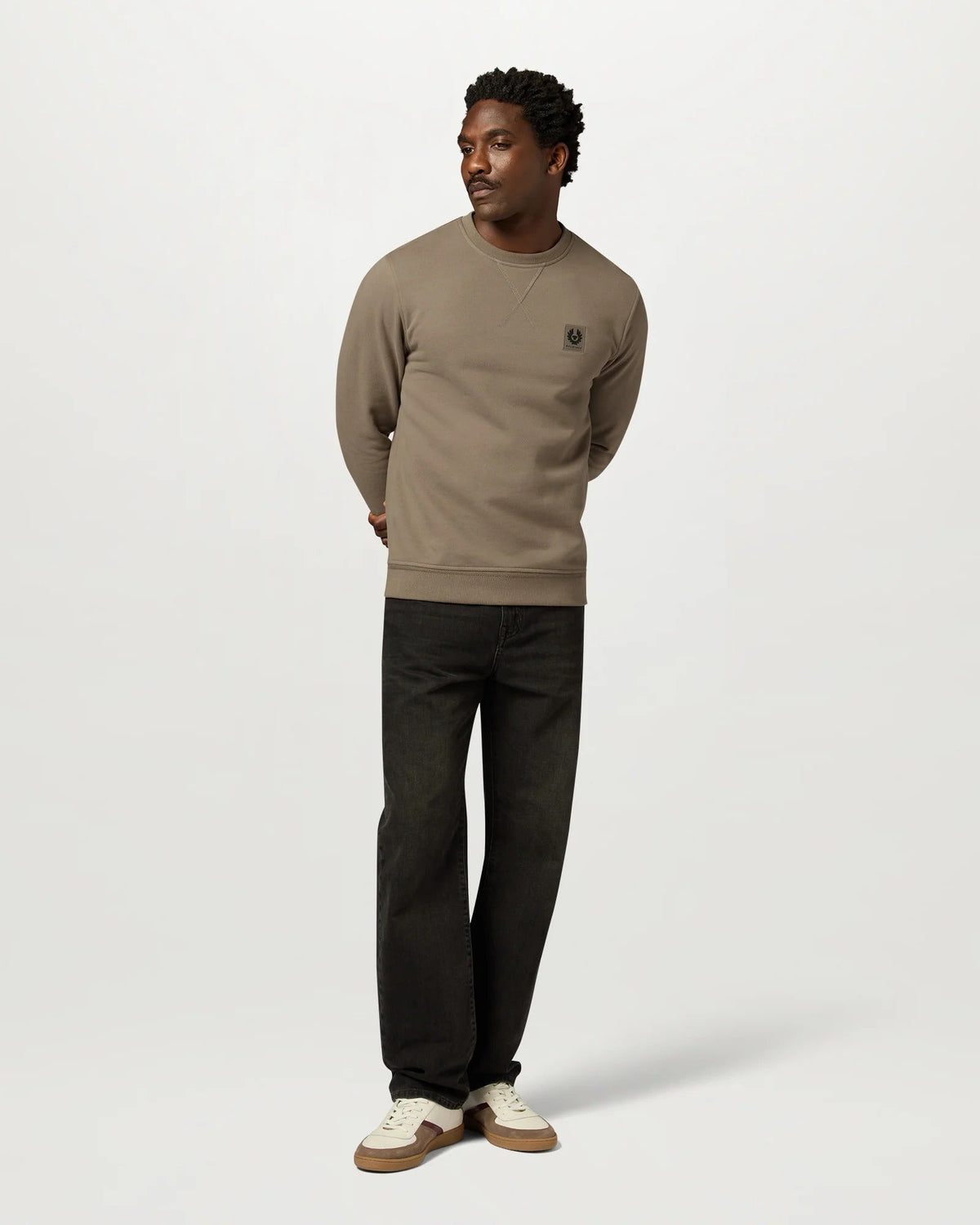 Young Ideas & Henmores -Belstaff Stamp Logo Crew Neck Sweatshirt -Atlantic Grey -M