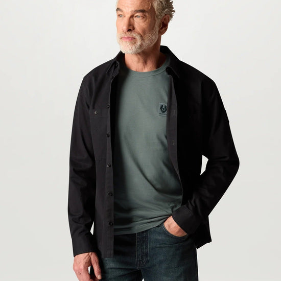Young Ideas & Henmores -Belstaff Stamp Logo Crew Neck Sweatshirt -Atlantic Grey -M