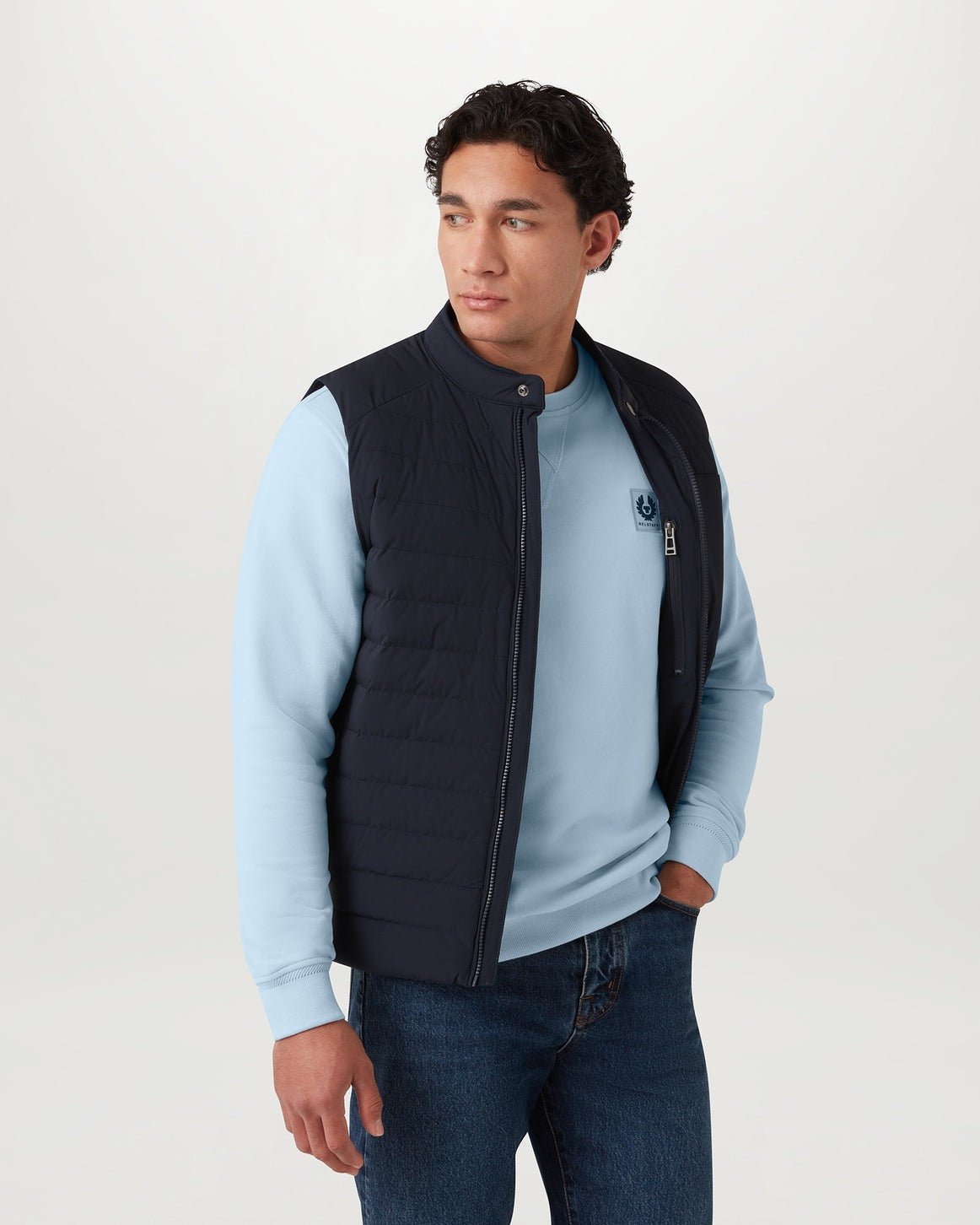 Young Ideas/Henmores - Belstaff Stamp Logo Crew Neck Sweatshirt - Sky Blue - S