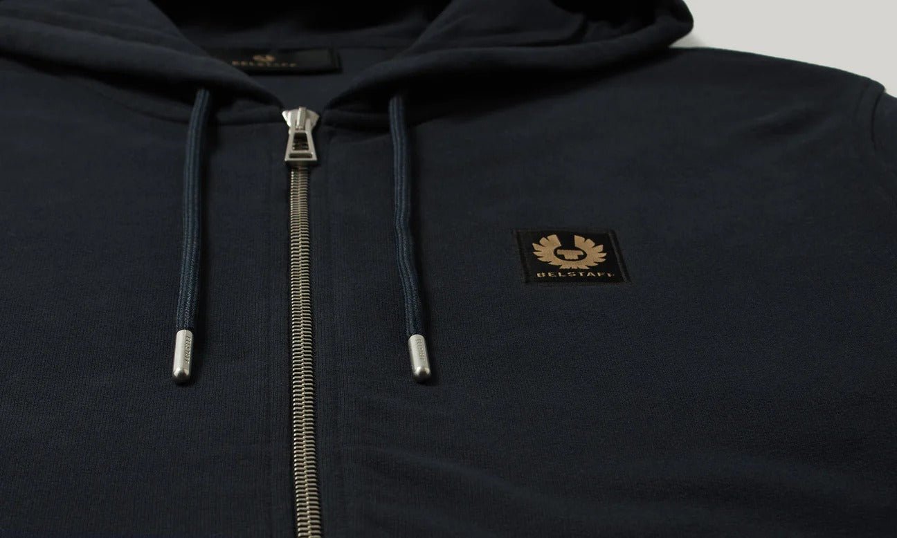 Young Ideas & Henmores -Belstaff Stamp Logo Full Zip Hoodie -Dark Ink -M