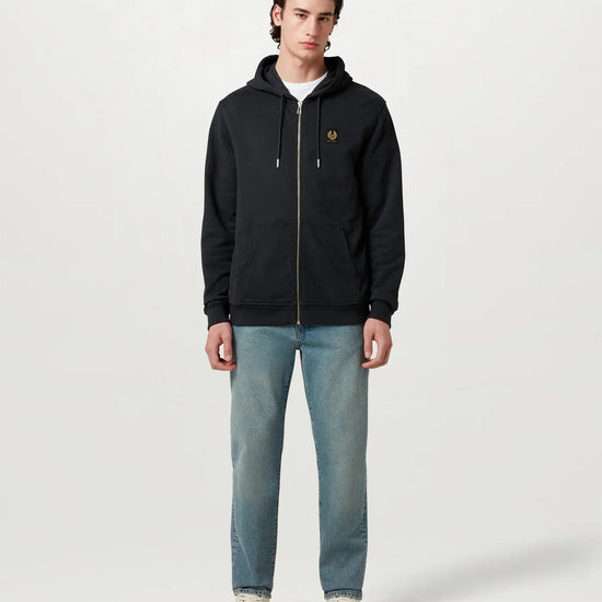 Young Ideas & Henmores -Belstaff Stamp Logo Full Zip Hoodie -Dark Ink -M