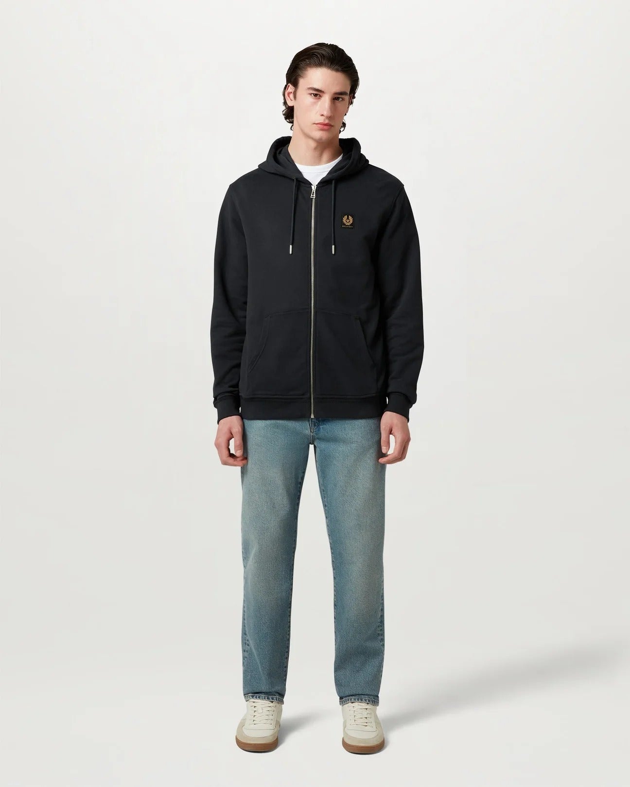 Young Ideas & Henmores -Belstaff Stamp Logo Full Zip Hoodie -Dark Ink -M