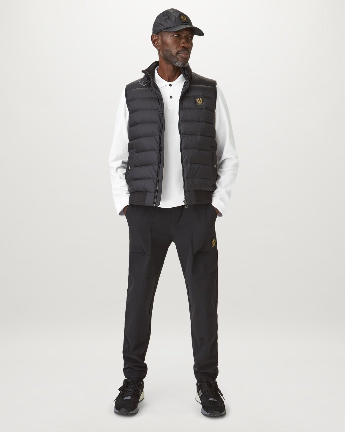 Young Ideas/Henmores - Belstaff Stamp Logo Long Sleeve Polo Shirt - White - M