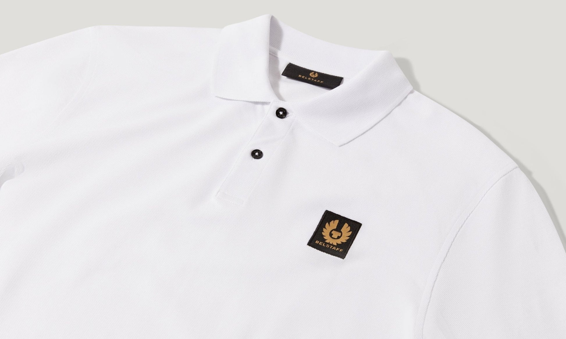 Young Ideas/Henmores - Belstaff Stamp Logo Long Sleeve Polo Shirt - White - M