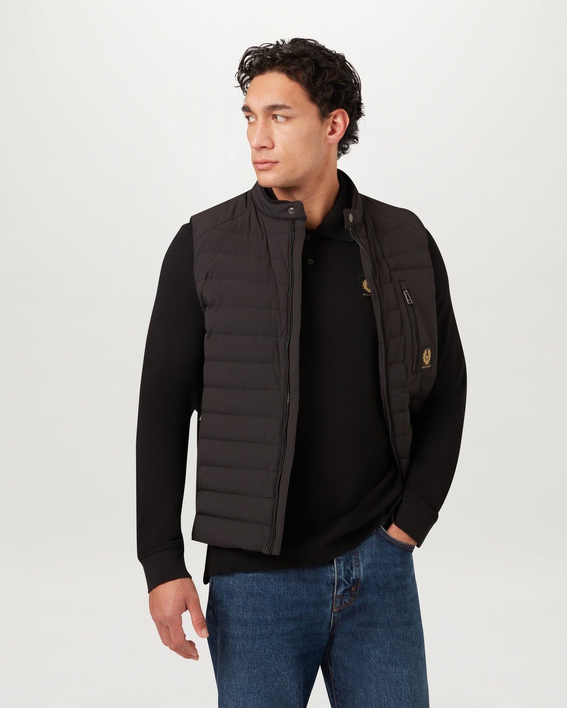 Young Ideas/Henmores - Belstaff Stamp Logo Long Sleeve Polo Shirt - Black - M