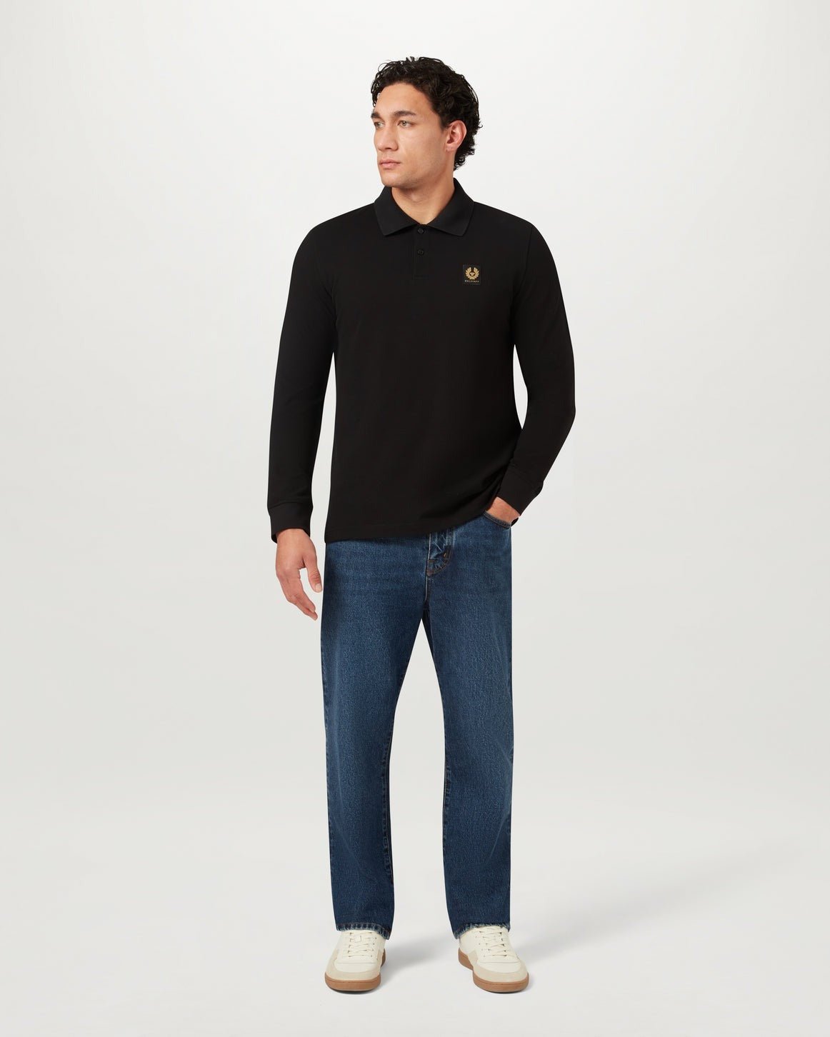 Young Ideas/Henmores - Belstaff Stamp Logo Long Sleeve Polo Shirt - Dark Ink - S