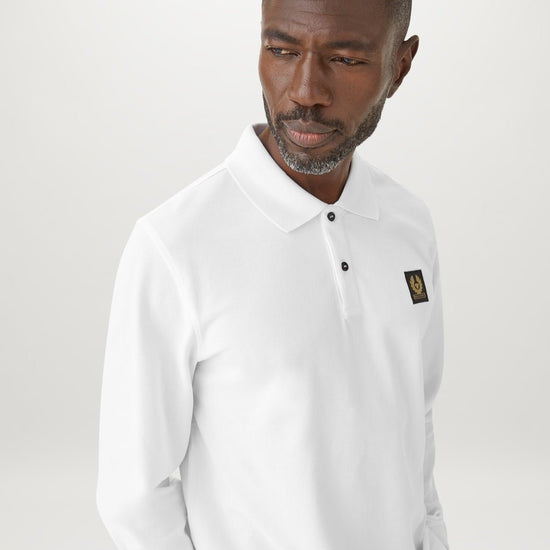 Young Ideas/Henmores - Belstaff Stamp Logo Long Sleeve Polo Shirt - White - M