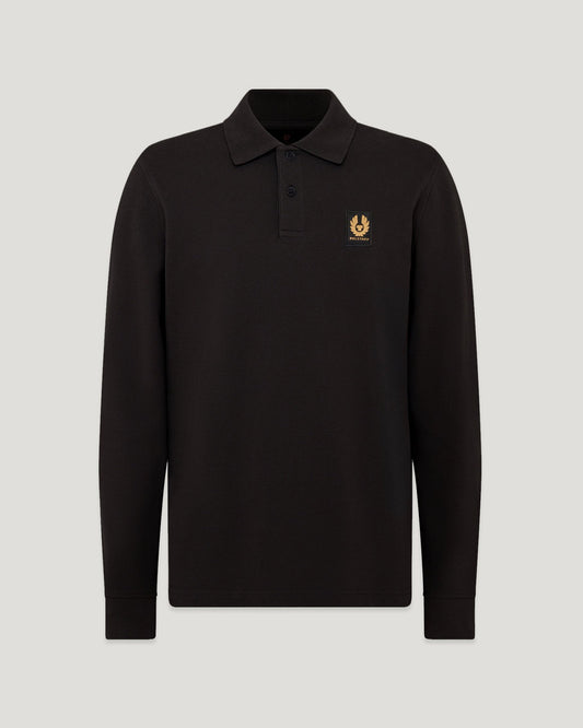 Young Ideas/Henmores - Belstaff Stamp Logo Long Sleeve Polo Shirt - Black - M