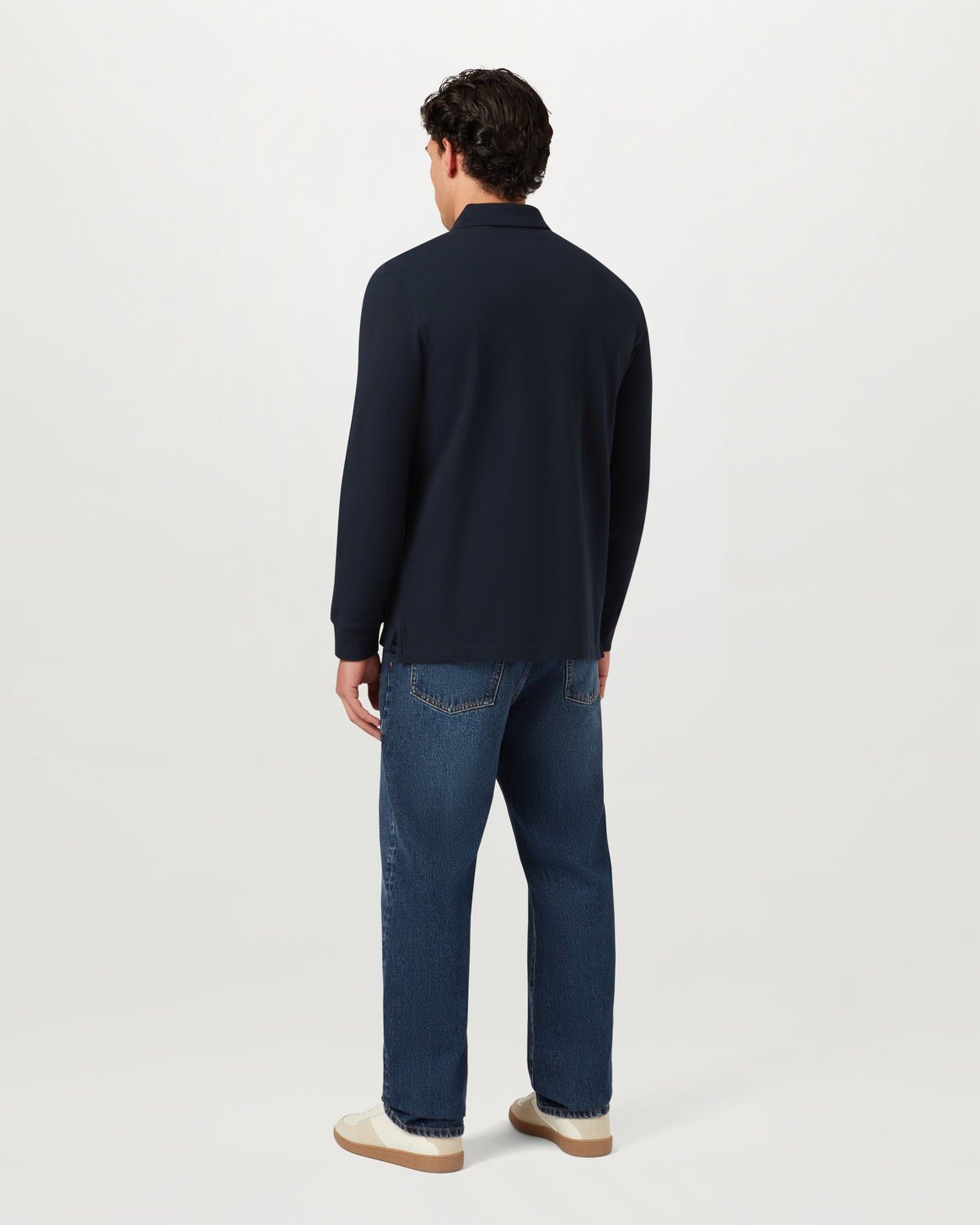 Young Ideas/Henmores - Belstaff Stamp Logo Long Sleeve Polo Shirt - Dark Ink - S