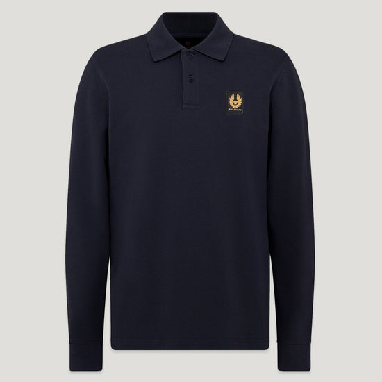 Young Ideas/Henmores - Belstaff Stamp Logo Long Sleeve Polo Shirt - Dark Ink - S