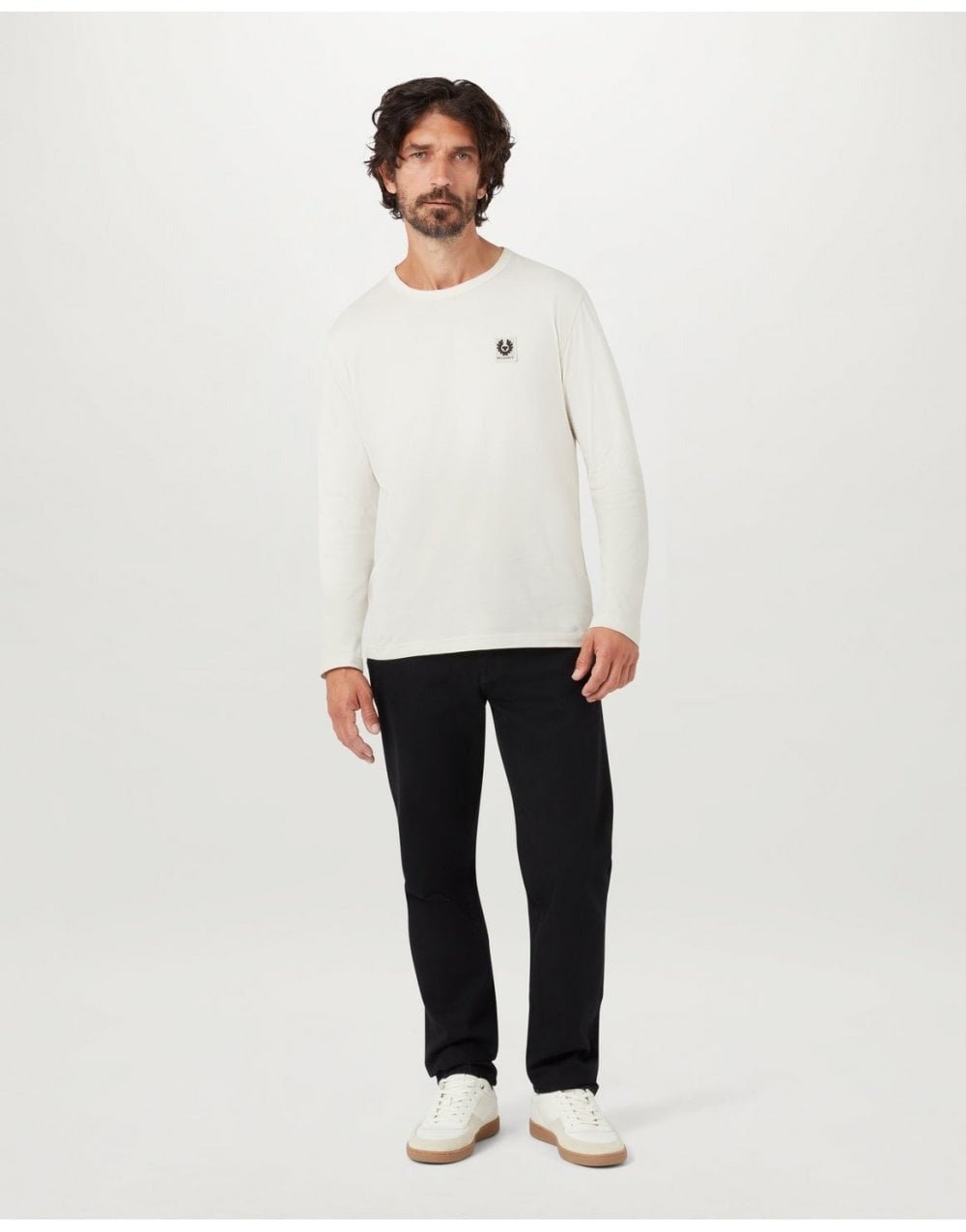 Young Ideas/Henmores - Belstaff Stamp Logo Long Sleeve T-Shirt - Moonbeam - L