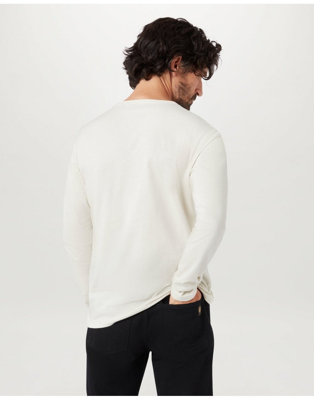 Young Ideas/Henmores - Belstaff Stamp Logo Long Sleeve T-Shirt - Moonbeam - L