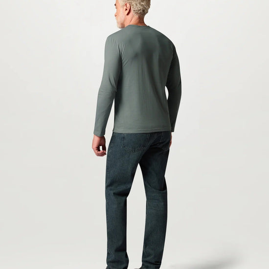 Young Ideas & Henmores -Belstaff Stamp Logo Long Sleeve T-Shirt -Atlantic Grey -M