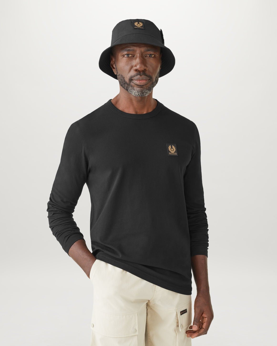 Young Ideas/Henmores - Belstaff Stamp Logo Long Sleeve T-Shirt - Black - S