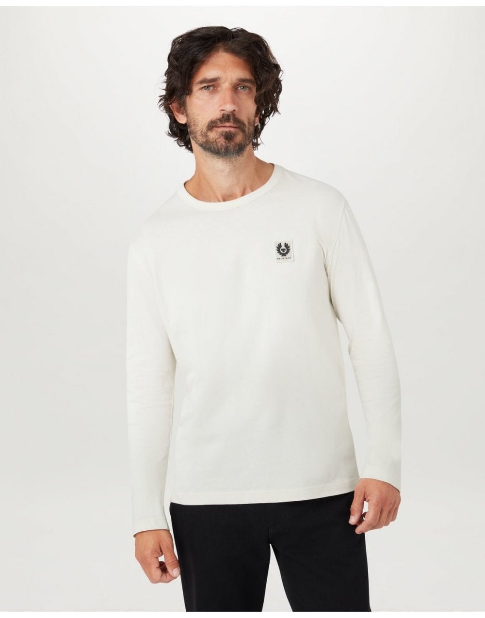 Young Ideas/Henmores - Belstaff Stamp Logo Long Sleeve T-Shirt - Moonbeam - L