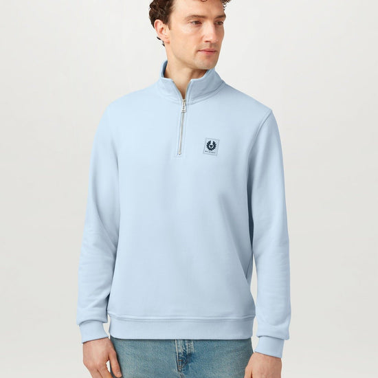 Young Ideas/Henmores - Belstaff Stamp Logo Quarter Zip Sweatshirt - Sky Blue - S