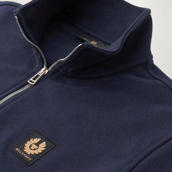 Young Ideas & Henmores -Belstaff Stamp Logo Quarter Zip Sweatshirt -Dark Ink -S