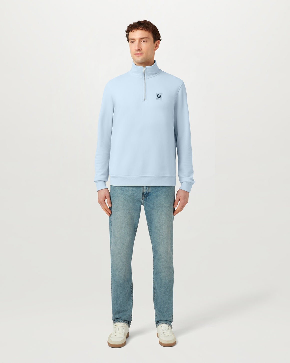 Young Ideas/Henmores - Belstaff Stamp Logo Quarter Zip Sweatshirt - Sky Blue - S