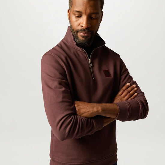 Young Ideas & Henmores -Belstaff Stamp Logo Quarter Zip Sweatshirt -Oxblood -M