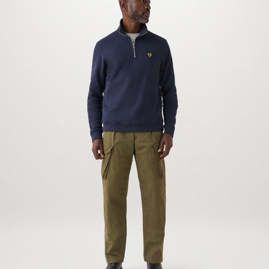 Young Ideas/Henmores - Belstaff Stamp Logo Quarter Zip Sweatshirt - Dark Ink - S