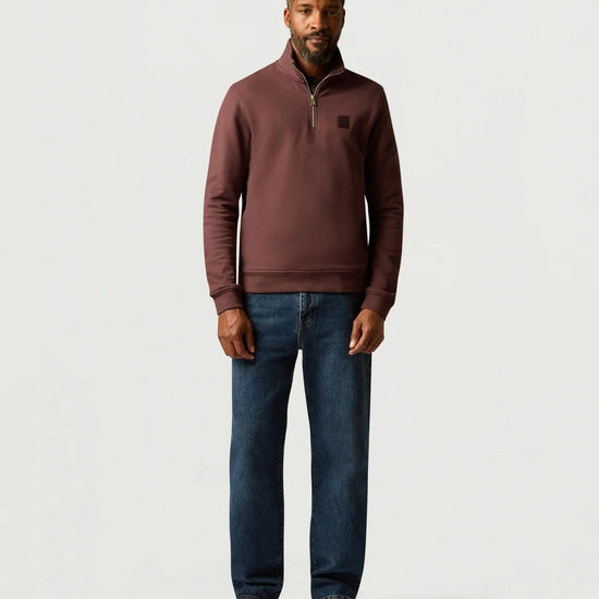 Young Ideas & Henmores -Belstaff Stamp Logo Quarter Zip Sweatshirt -Oxblood -M