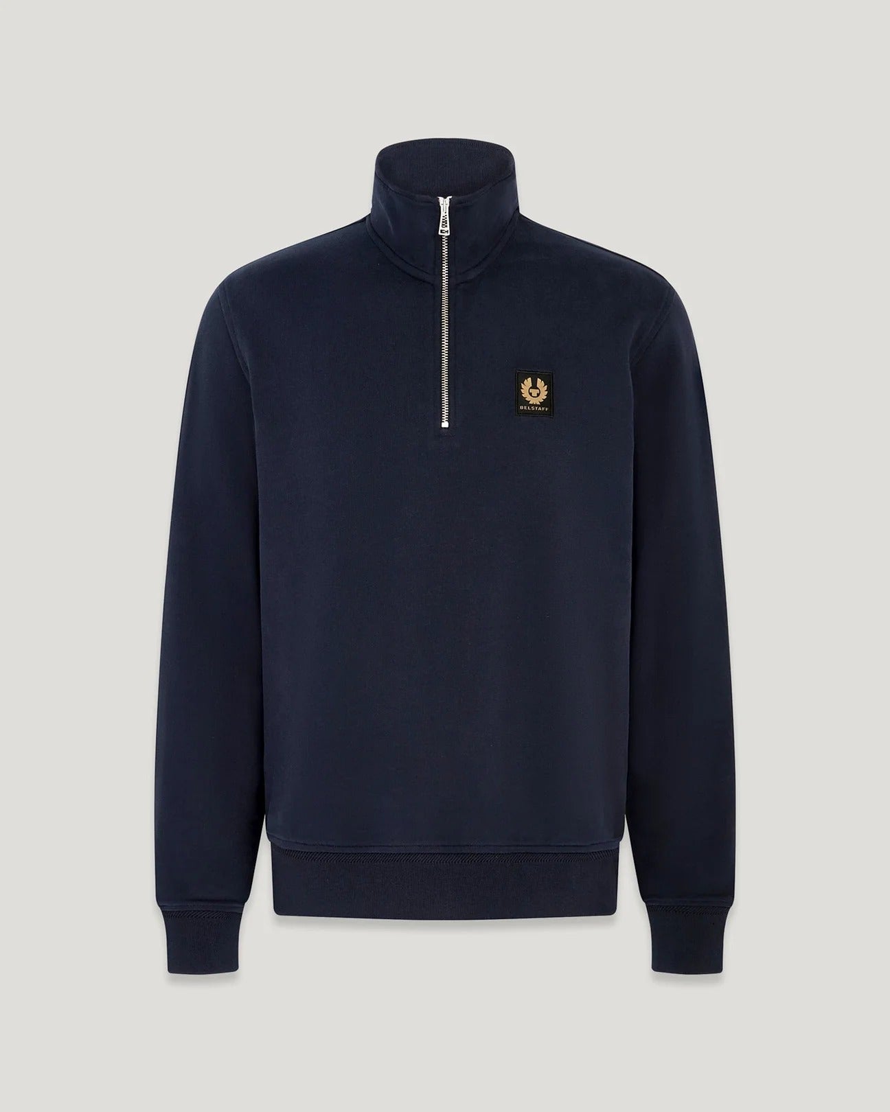Young Ideas & Henmores -Belstaff Stamp Logo Quarter Zip Sweatshirt -Dark Ink -S
