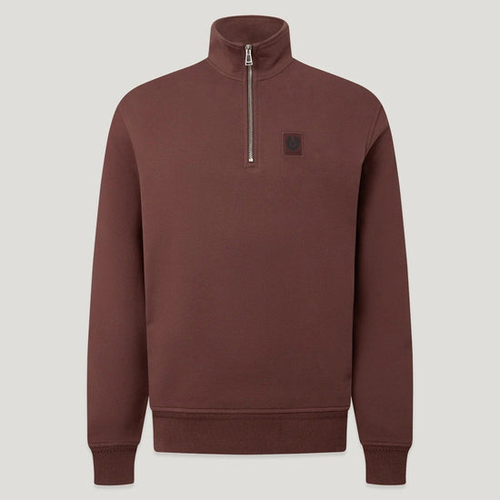 Young Ideas & Henmores -Belstaff Stamp Logo Quarter Zip Sweatshirt -Oxblood -M