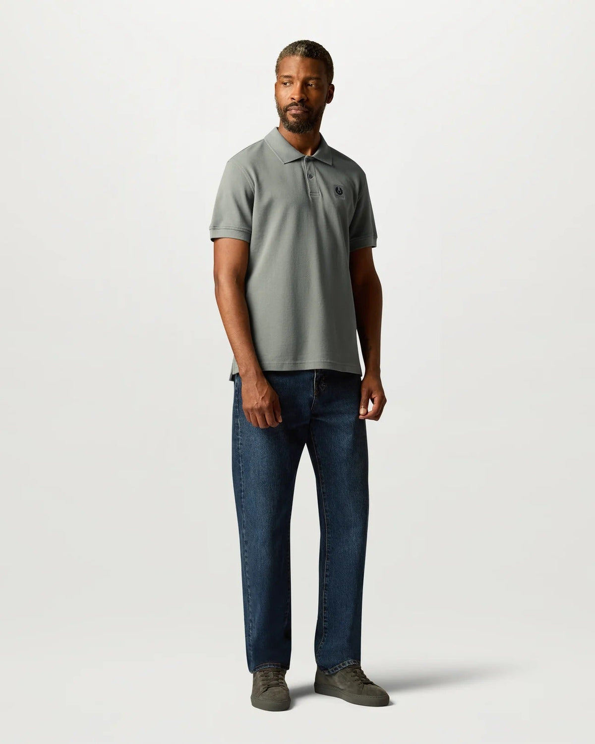 Young Ideas & Henmores -Belstaff Stamp Logo Short Sleeve Polo Shirt -Pale Stone -M