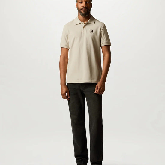 Young Ideas & Henmores -Belstaff Stamp Logo Short Sleeve Polo Shirt -Pale Stone -M