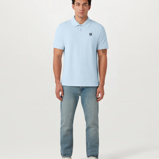 Young Ideas/Henmores - Belstaff Stamp Logo Short Sleeve Polo Shirt - Sky Blue - M