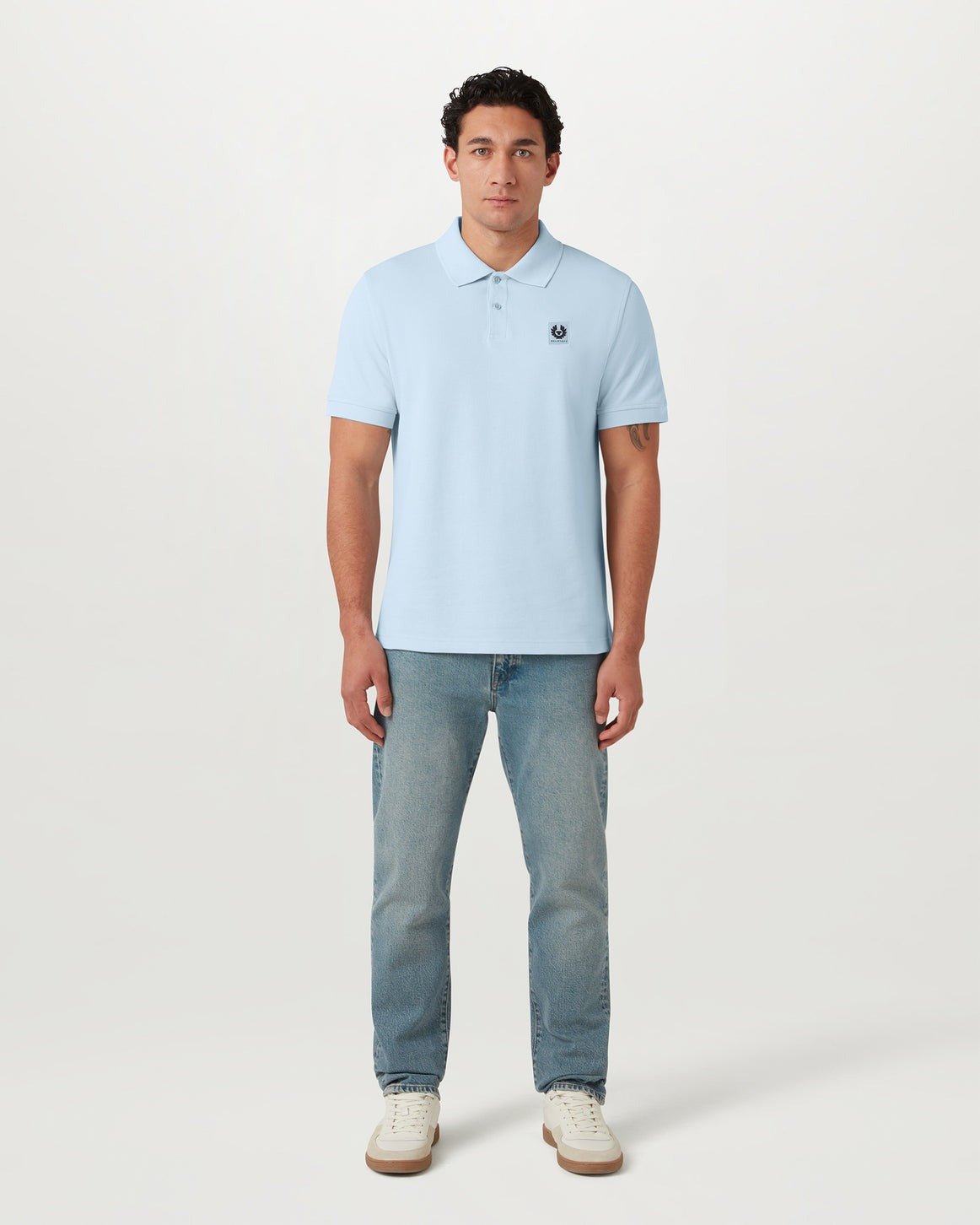 Young Ideas/Henmores - Belstaff Stamp Logo Short Sleeve Polo Shirt - Sky Blue - M