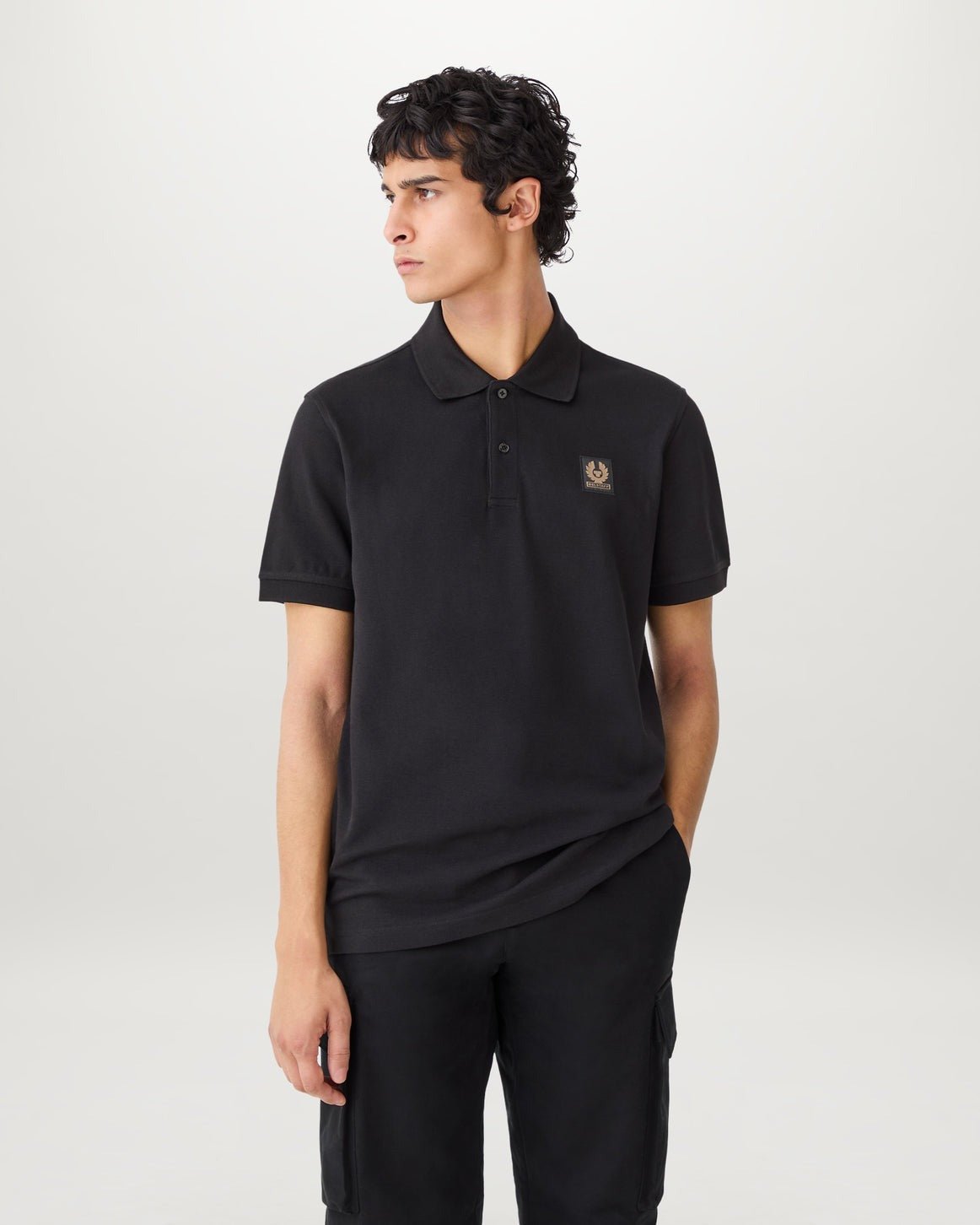 Young Ideas/Henmores - Belstaff Stamp Logo Short Sleeve Polo Shirt - Black - S