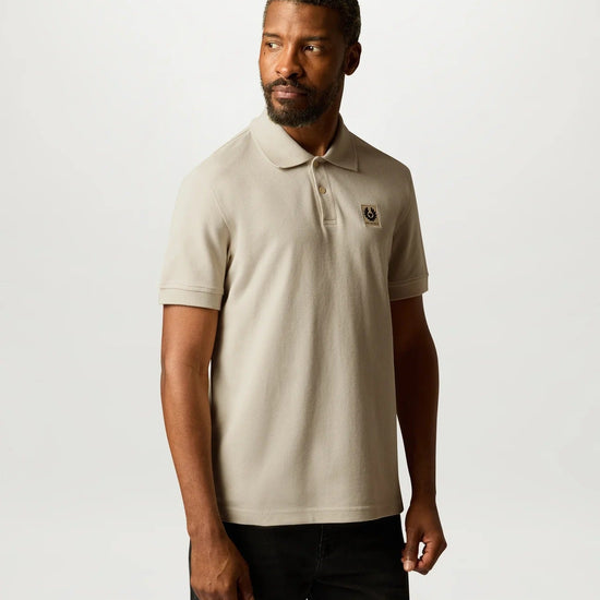 Young Ideas & Henmores -Belstaff Stamp Logo Short Sleeve Polo Shirt -Pale Stone -M