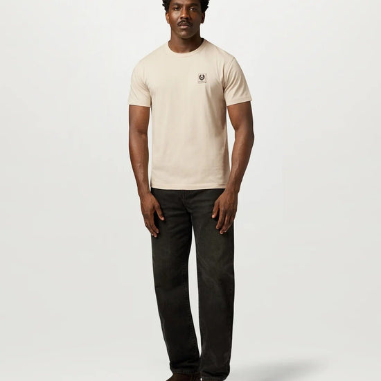 Young Ideas & Henmores -Belstaff Stamp Logo Short Sleeve T-Shirt -Pale Stone -M