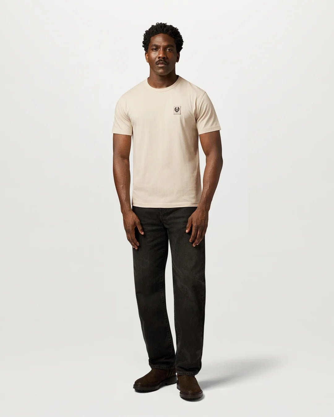 Young Ideas & Henmores -Belstaff Stamp Logo Short Sleeve T-Shirt -Pale Stone -M