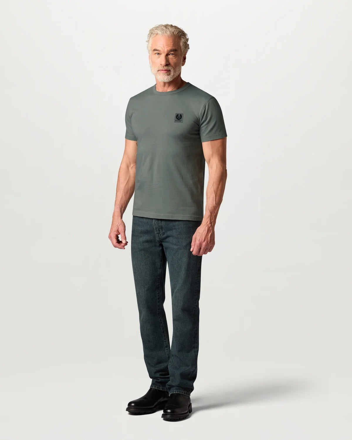 Young Ideas & Henmores -Belstaff Stamp Logo Short Sleeve T-Shirt -Pale Stone -M