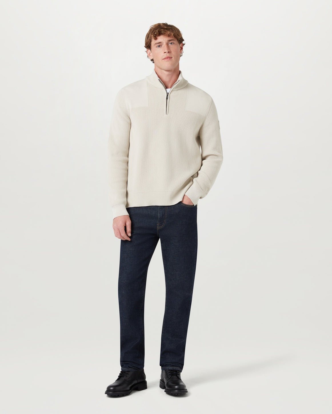 Young Ideas & Henmores - Commander Quarter Zip Jumper - Silver Birch - M