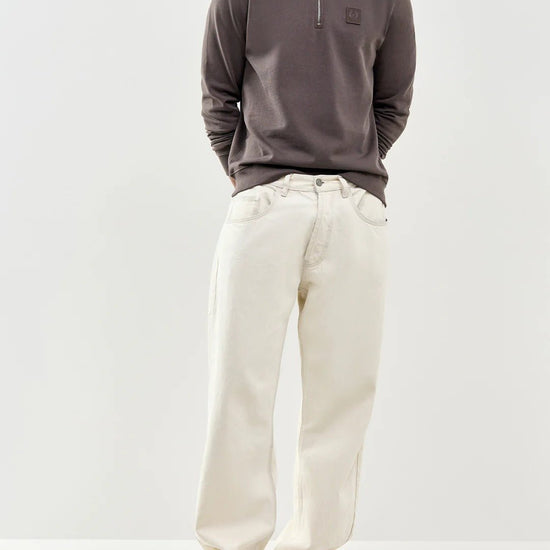 Young Ideas & Henmores -Curator Quarter Zip Sweatshirt -Army Olive -M