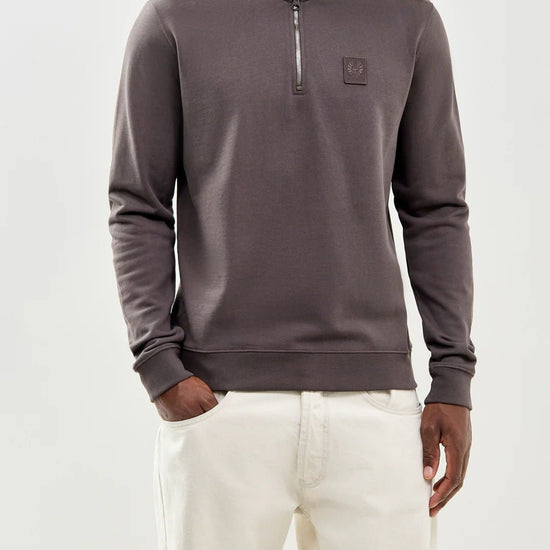 Young Ideas & Henmores -Curator Quarter Zip Sweatshirt -Army Olive -M
