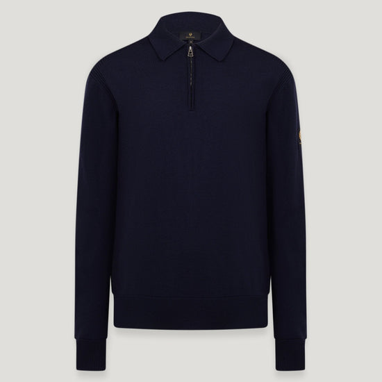 Young Ideas/Henmores - Kyle Quarter Zip Polo - Dark Ink - M
