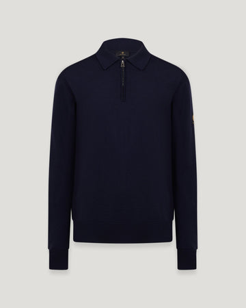 Young Ideas/Henmores - Kyle Quarter Zip Polo - Dark Ink - M