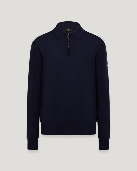 Young Ideas/Henmores - Kyle Quarter Zip Polo - Dark Ink - M