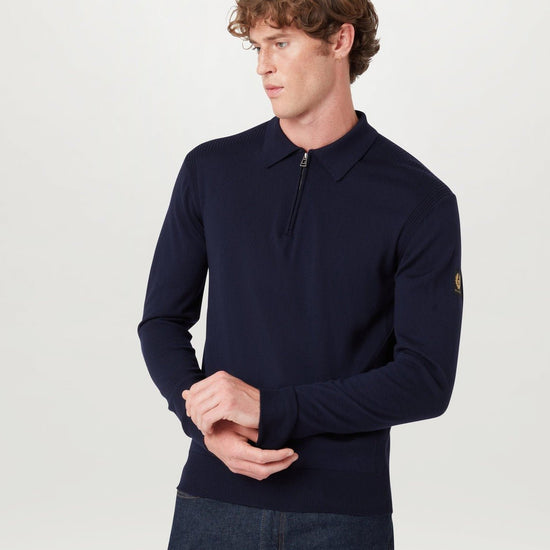 Young Ideas/Henmores - Kyle Quarter Zip Polo - Dark Ink - M