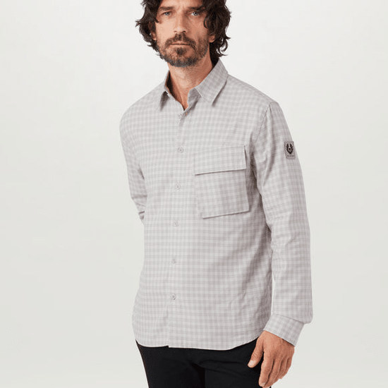 Young Ideas/Henmores - Scale Check Overshirt - Cement Grey/Silver Birch - M