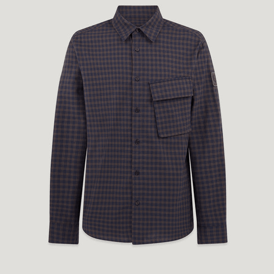 Young Ideas/Henmores - Scale Check Overshirt - Dark Ink/Major Brown - M