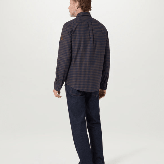 Young Ideas/Henmores - Scale Check Overshirt - Dark Ink/Major Brown - M